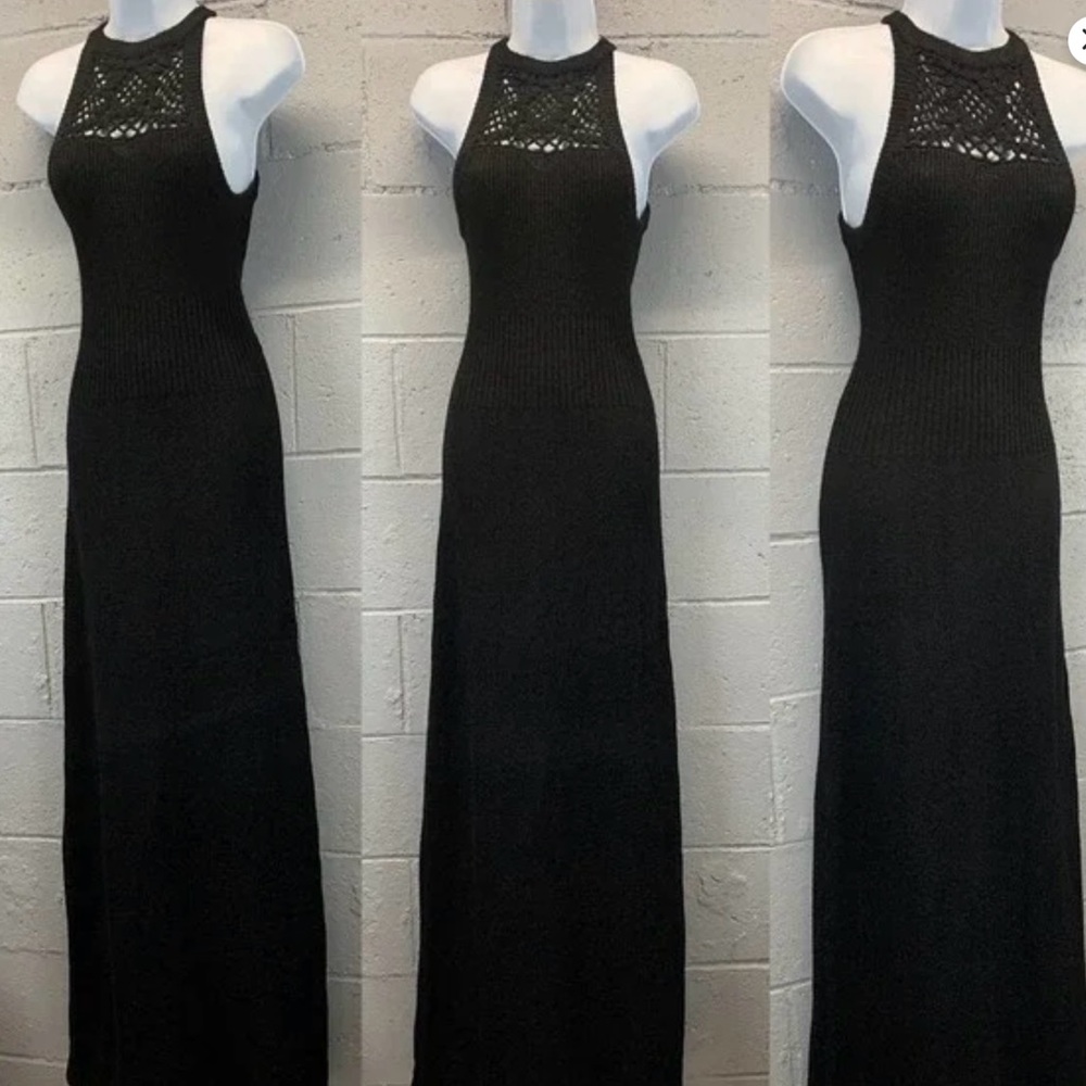Bargello Black Wool Dress. Size 11. Vintage.